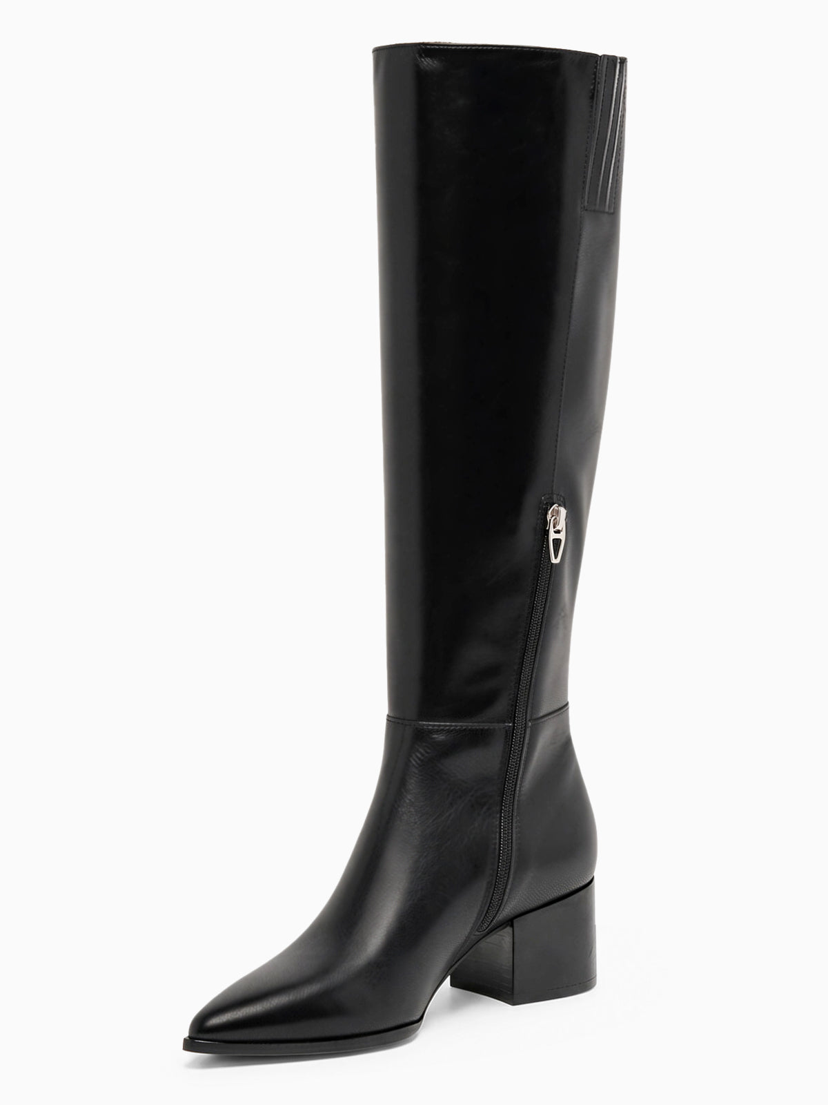 Coutgo Women PU Black Wide Calf Knee Boots