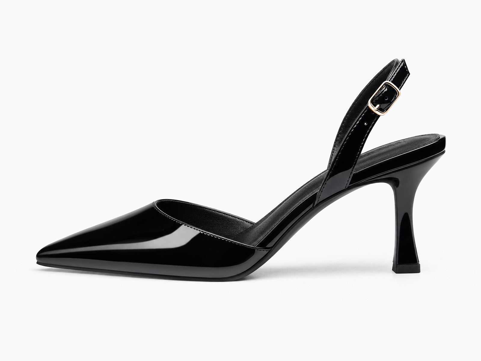 Coutgo Womens Black Slingback Kitten Heels