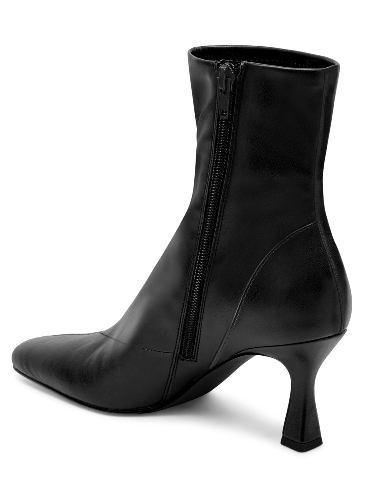 Coutgo Womens Leather Black Kitten Heel Booties