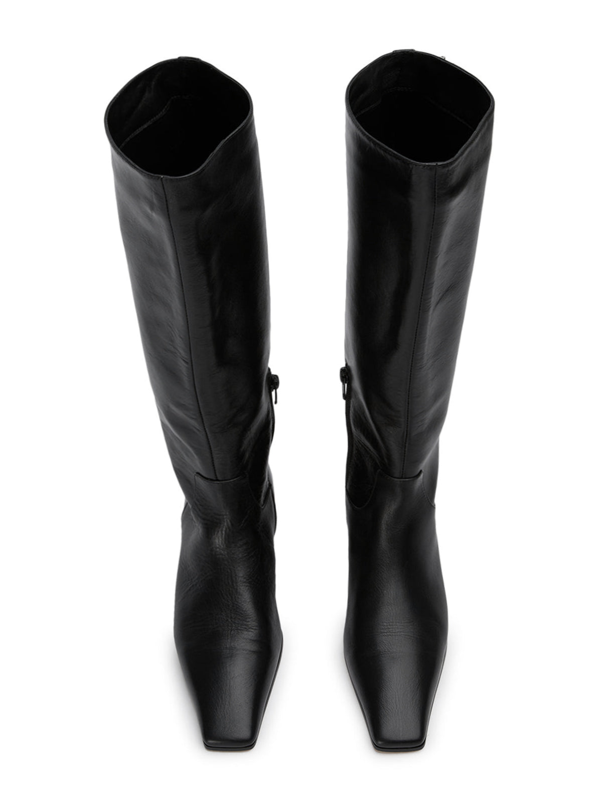 Coutgo Womens Cool Black Square Toe Knee High Boots