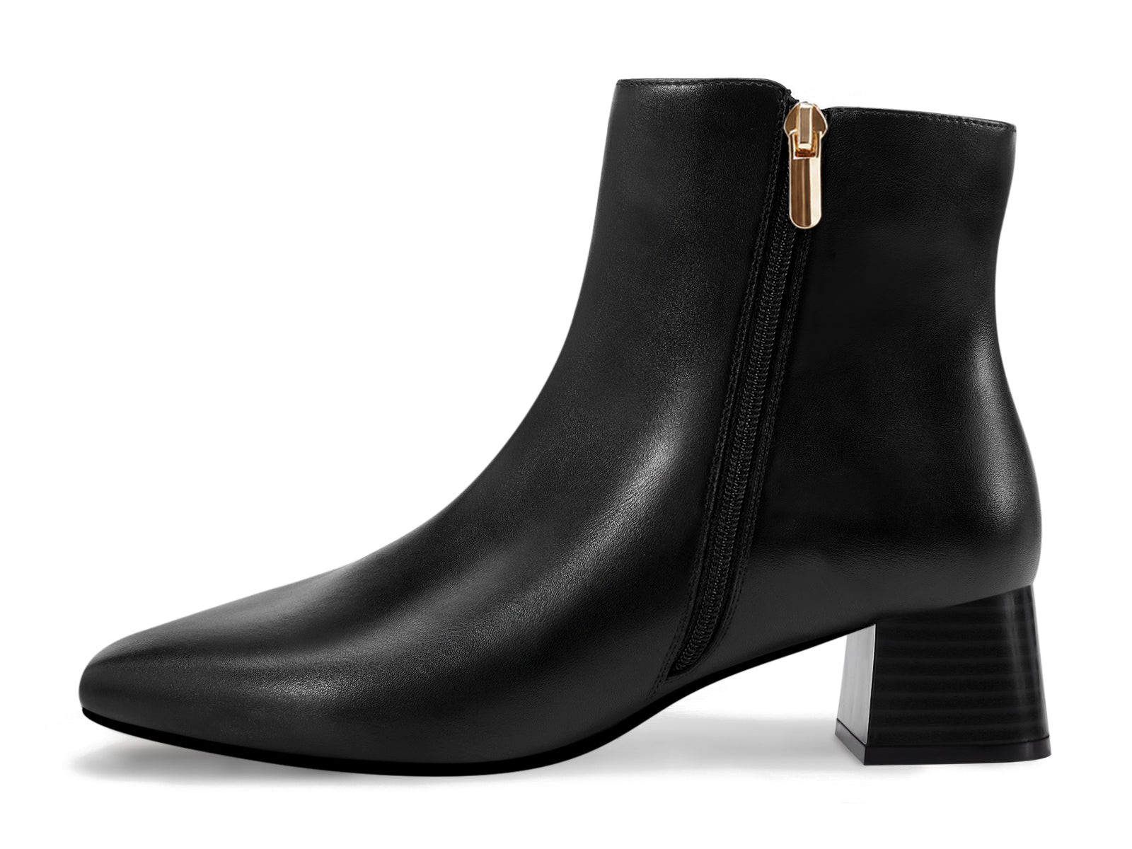 Coutgo Womens Black Pu Square Toe Booties