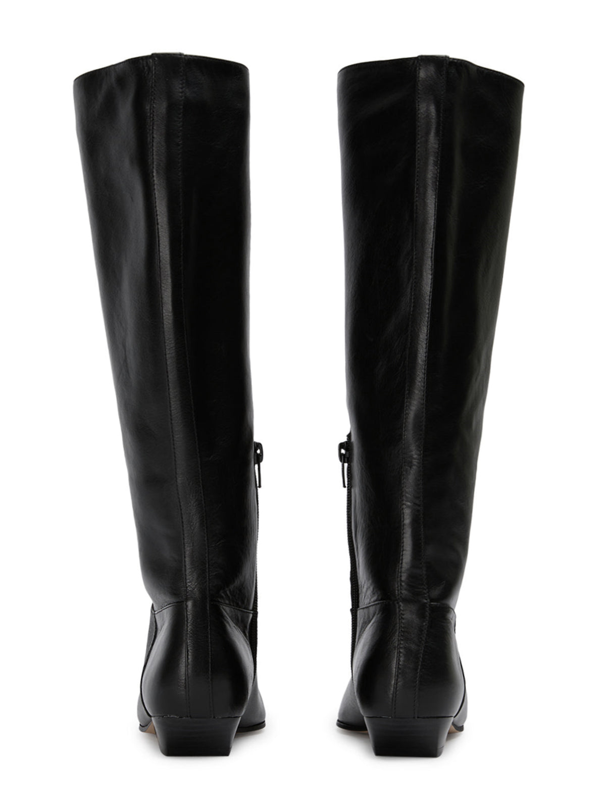 Coutgo Womens Cool Black Square Toe Knee High Boots