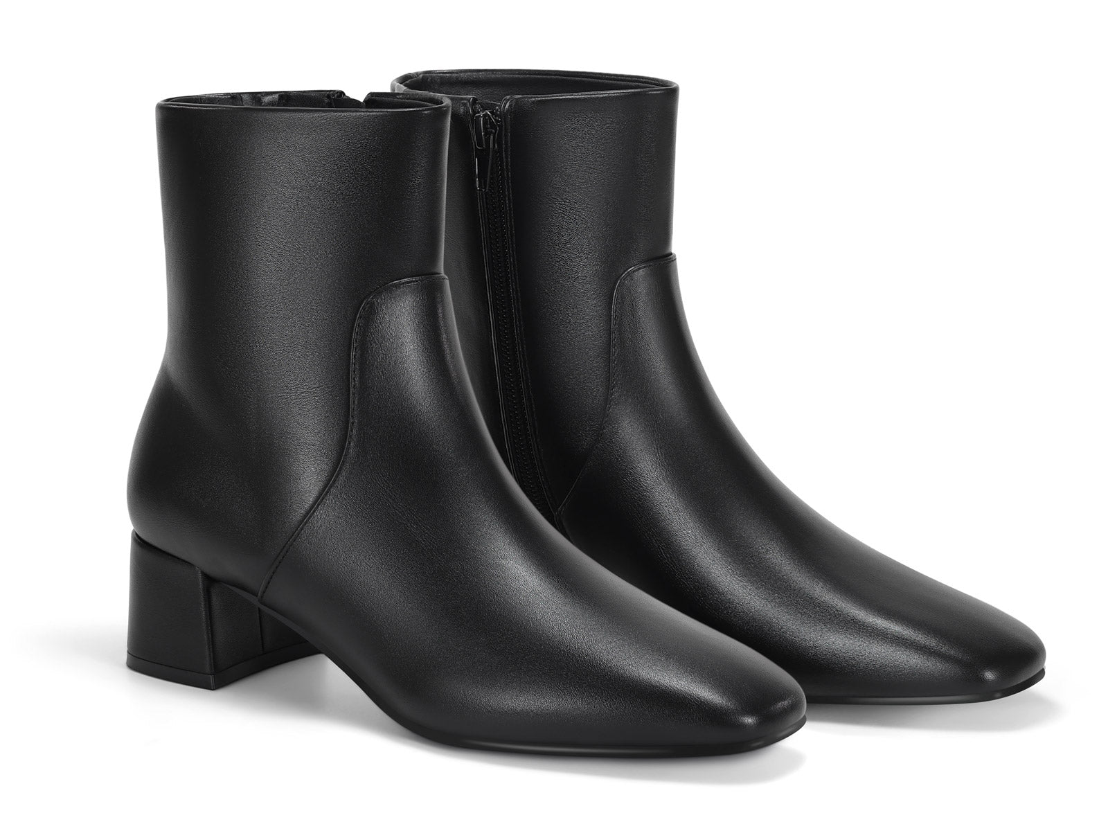 Coutgo Womens Black PU Chunky Ankle Booties
