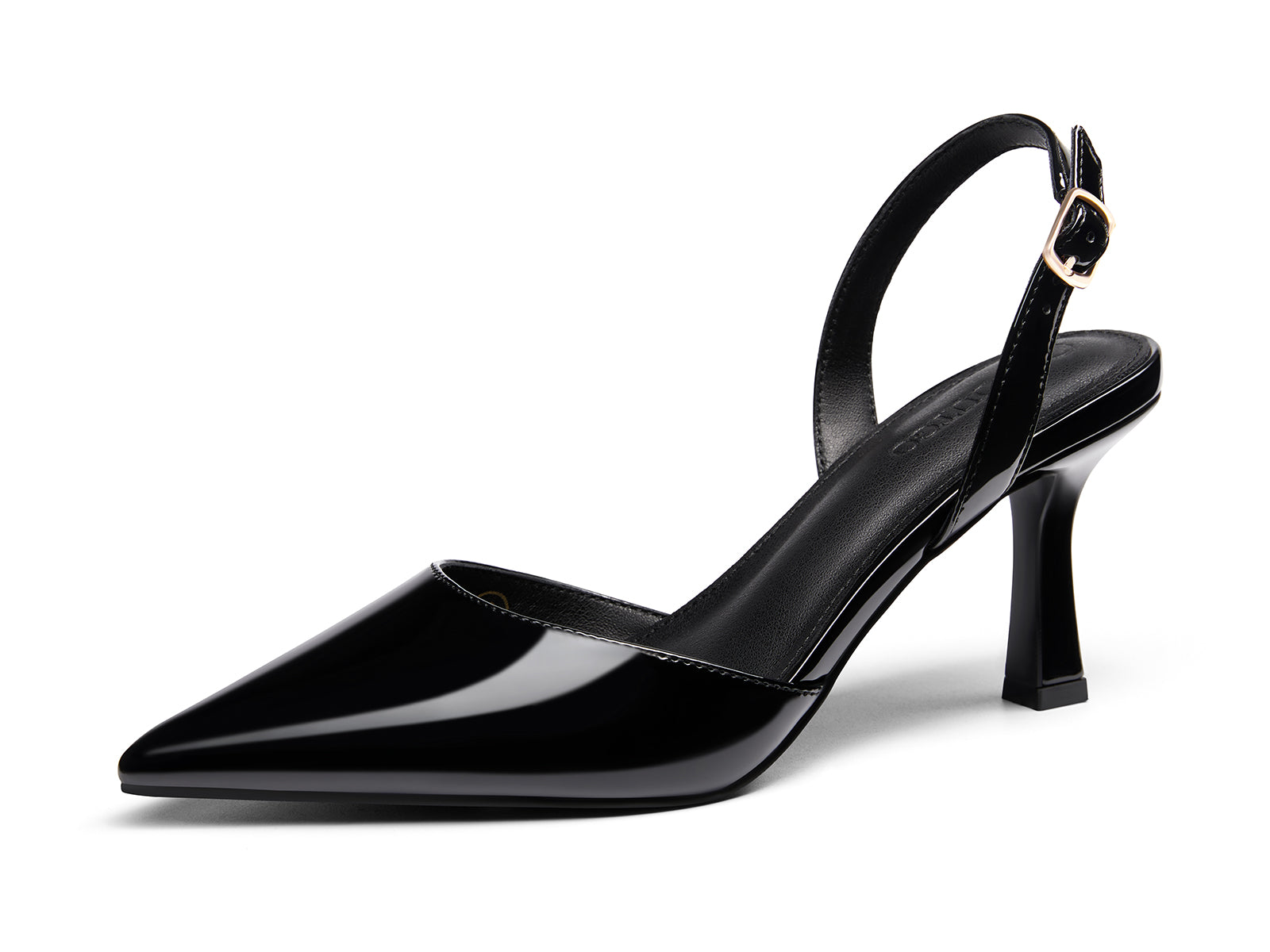 Coutgo Womens Black Slingback Kitten Heels