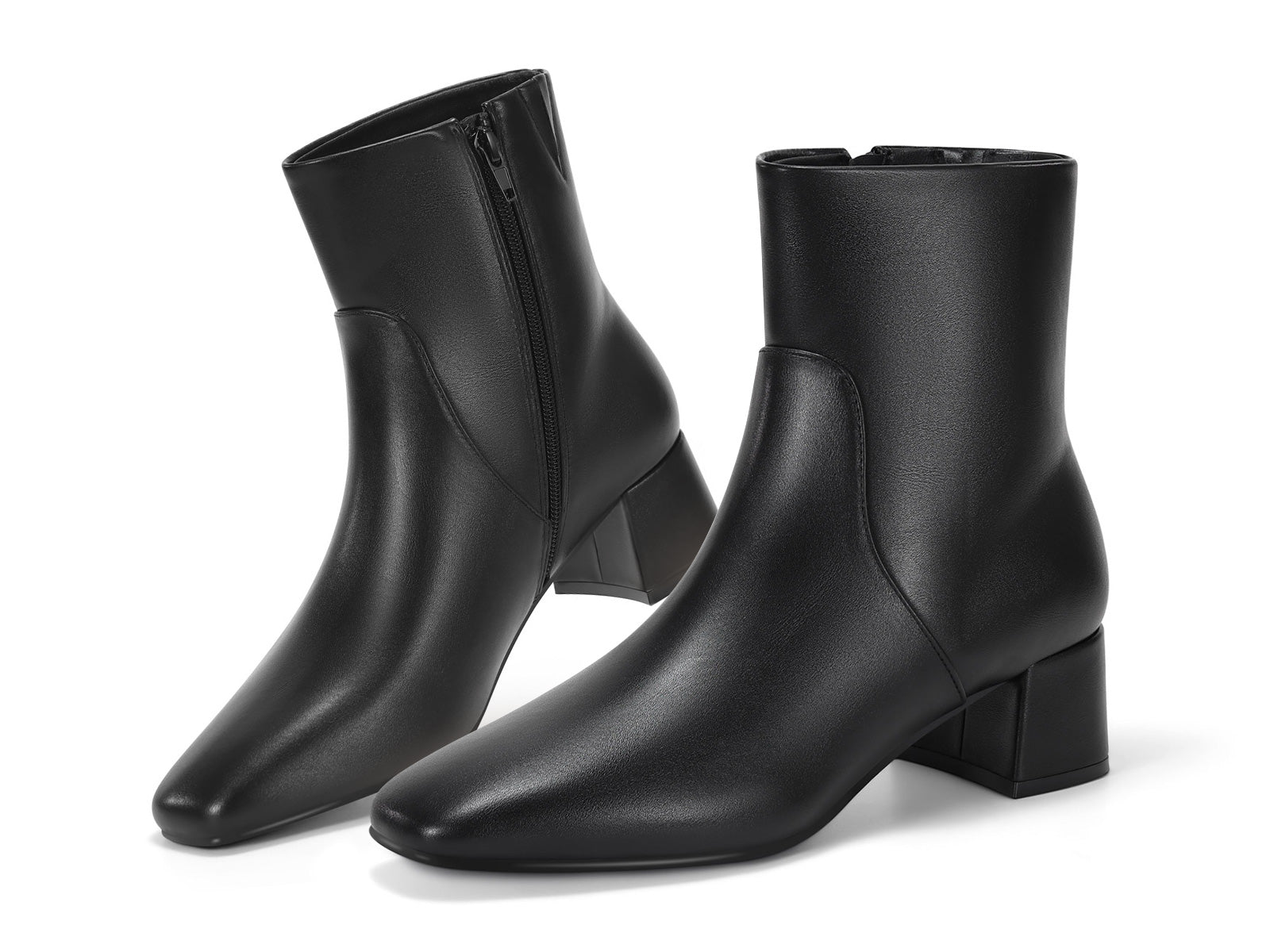 Coutgo Womens Black PU Chunky Ankle Booties