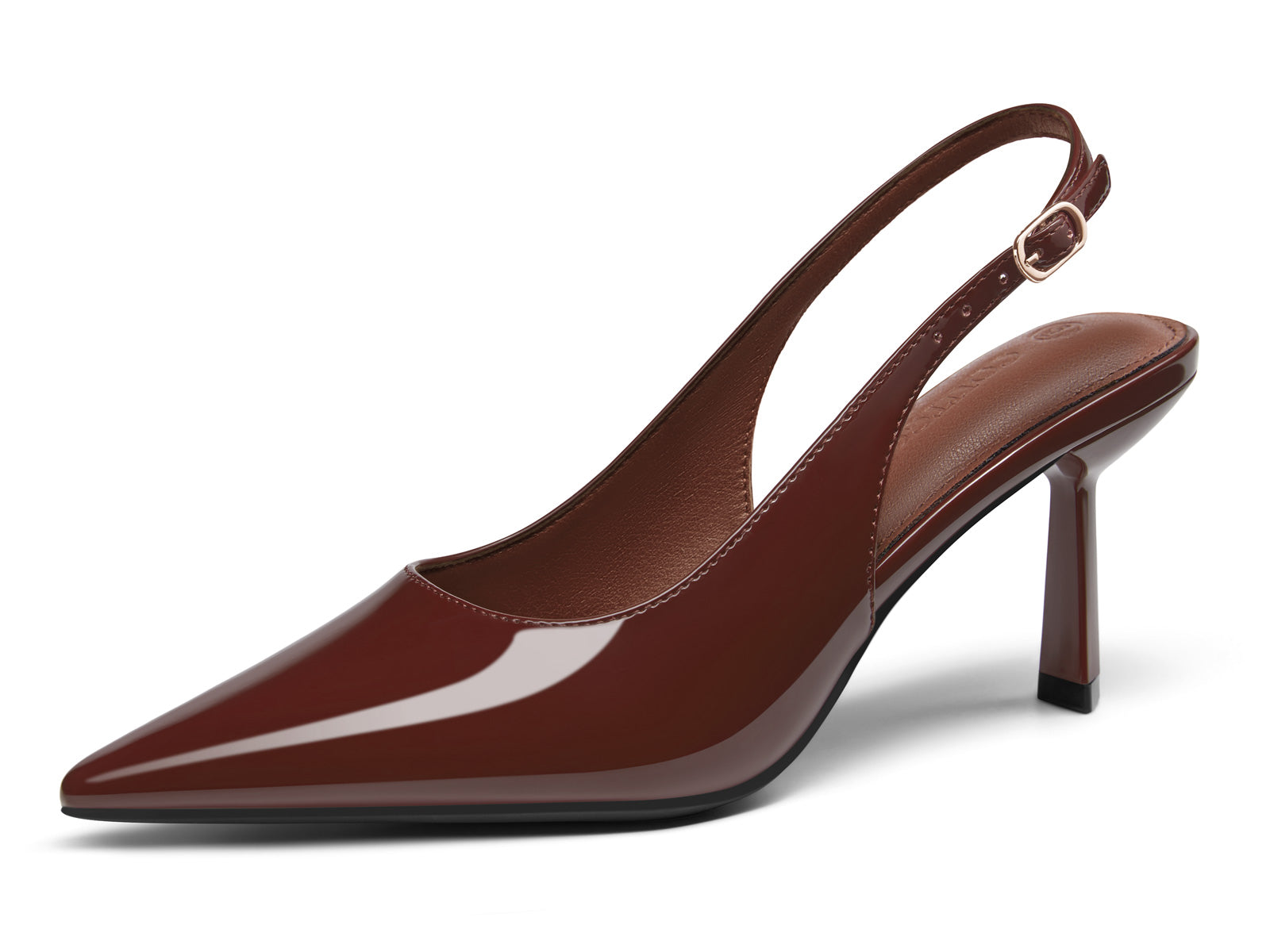 Coutgo Womens Coffee Slingback Kitten Heels