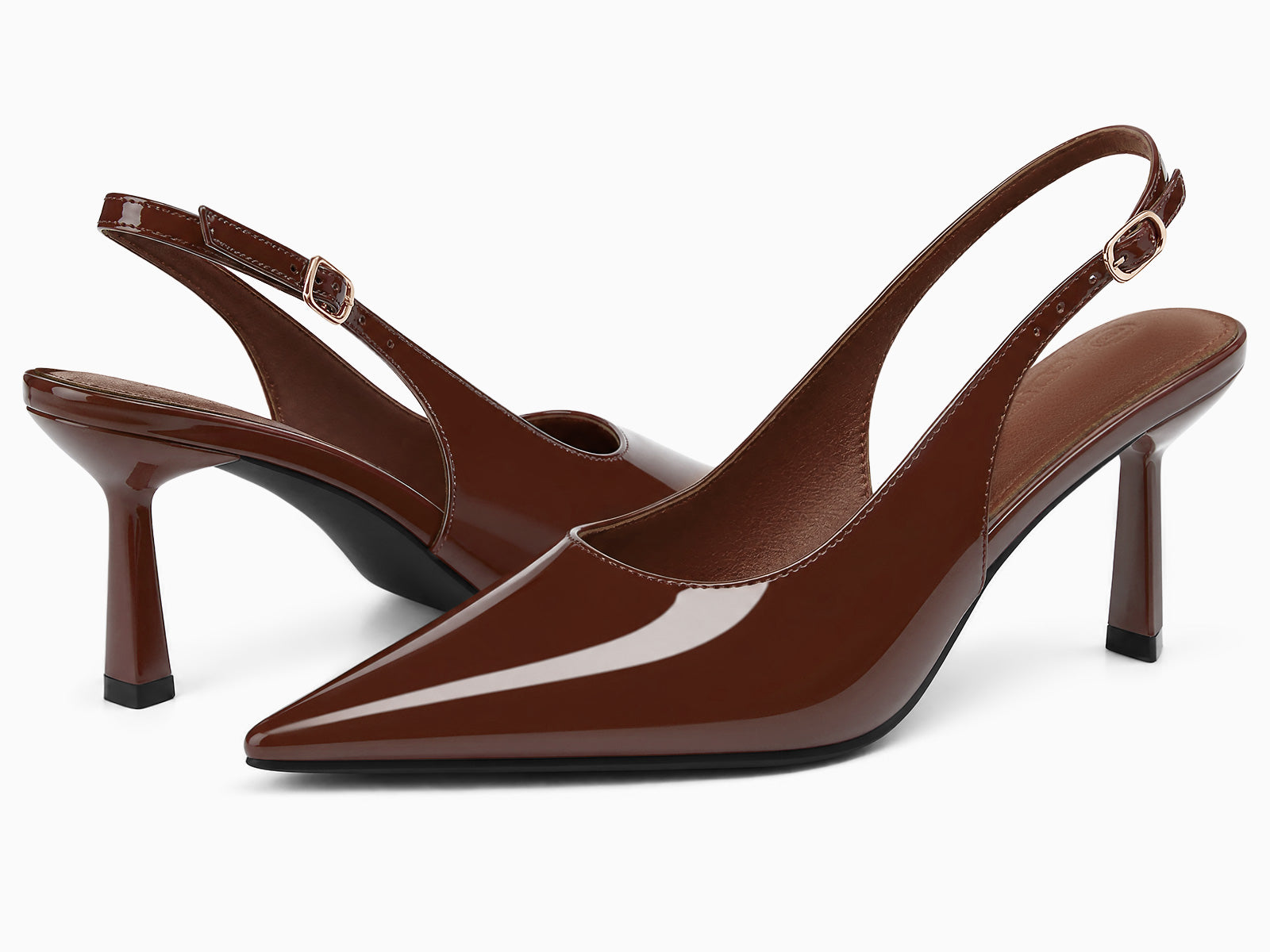 Coutgo Womens Coffee Slingback Kitten Heels
