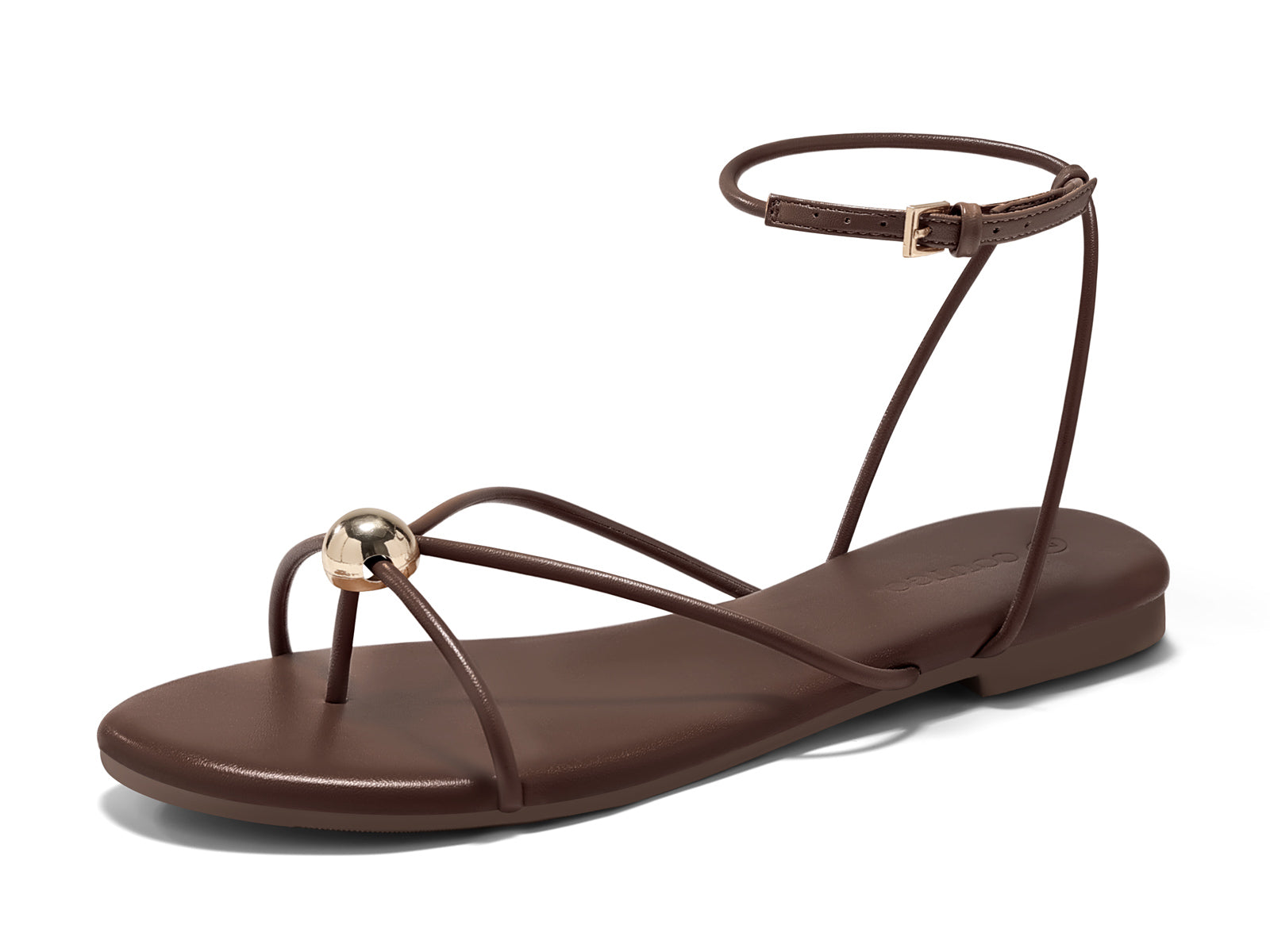 Coutgo Womens Coffee Strappy Flat Sandals