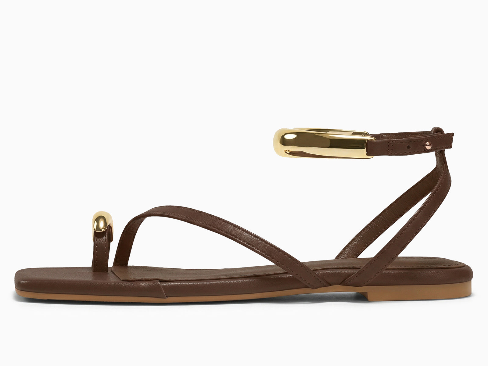 Coutgo Womens Coffee Strappy Flat Sandals