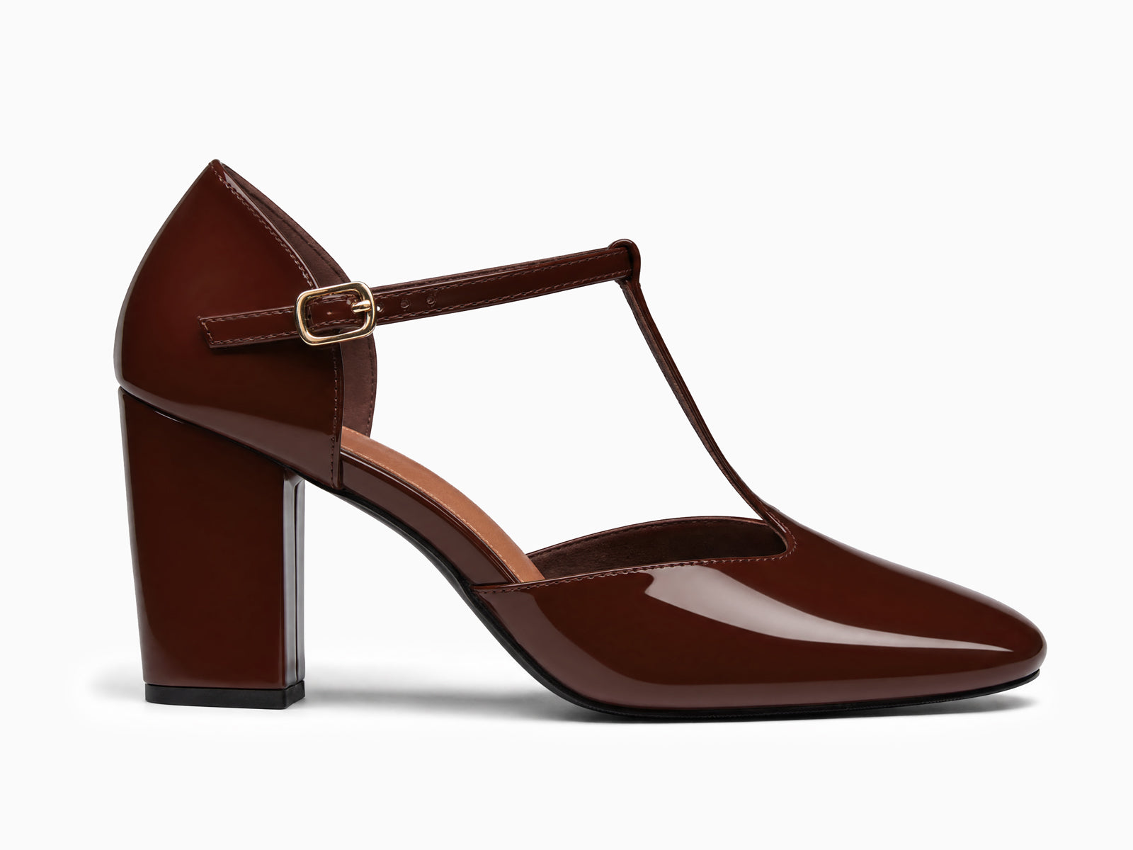 Coutgo Womens Coffee Mary Jane Chunky Heels