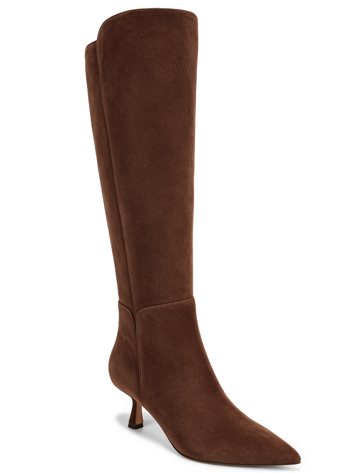 Coutgo Womens Suede Dark Brown Kitten Heel Boots