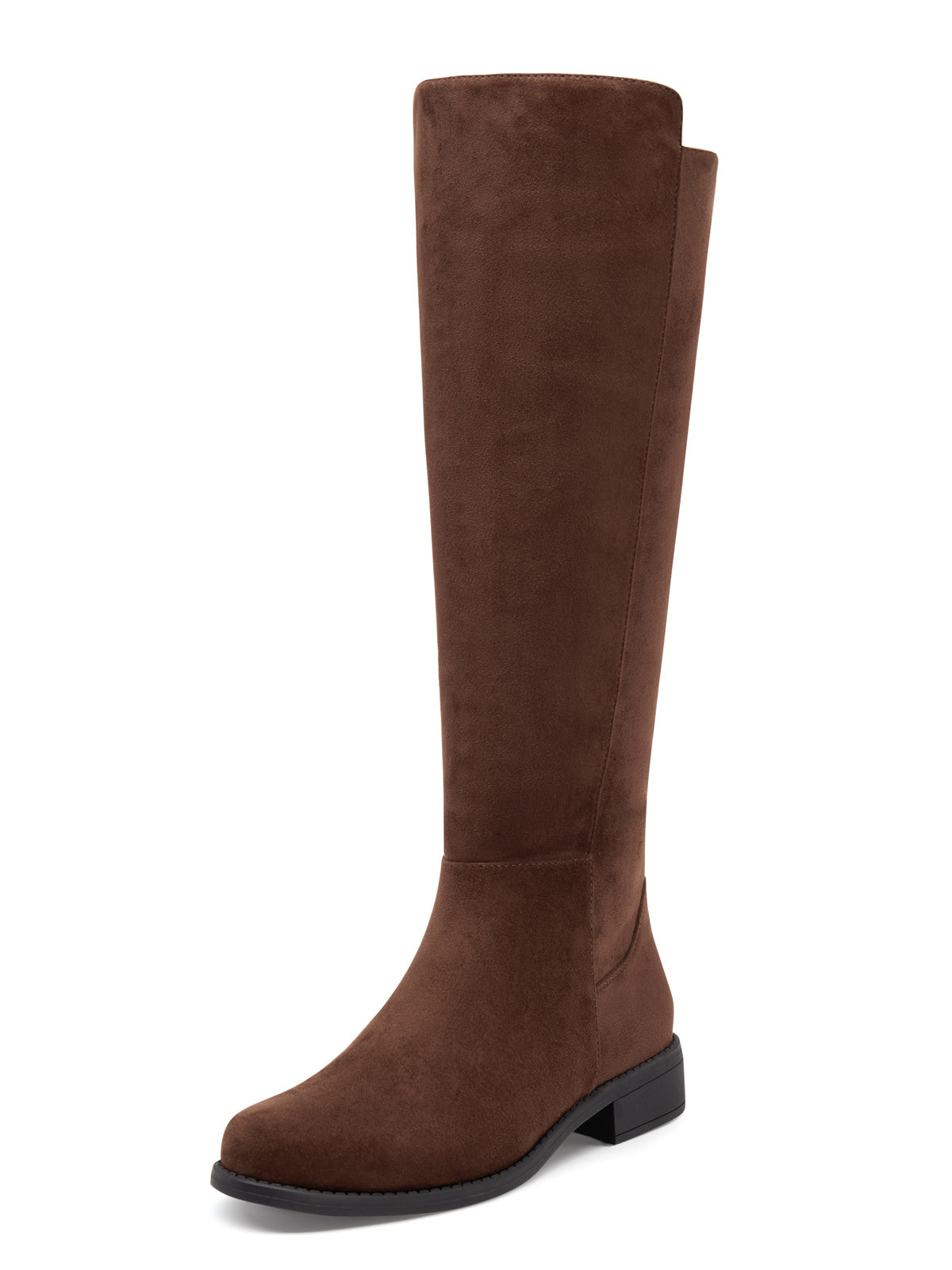 Coutgo Women Chocolate Suede Round Toe Riding Boots