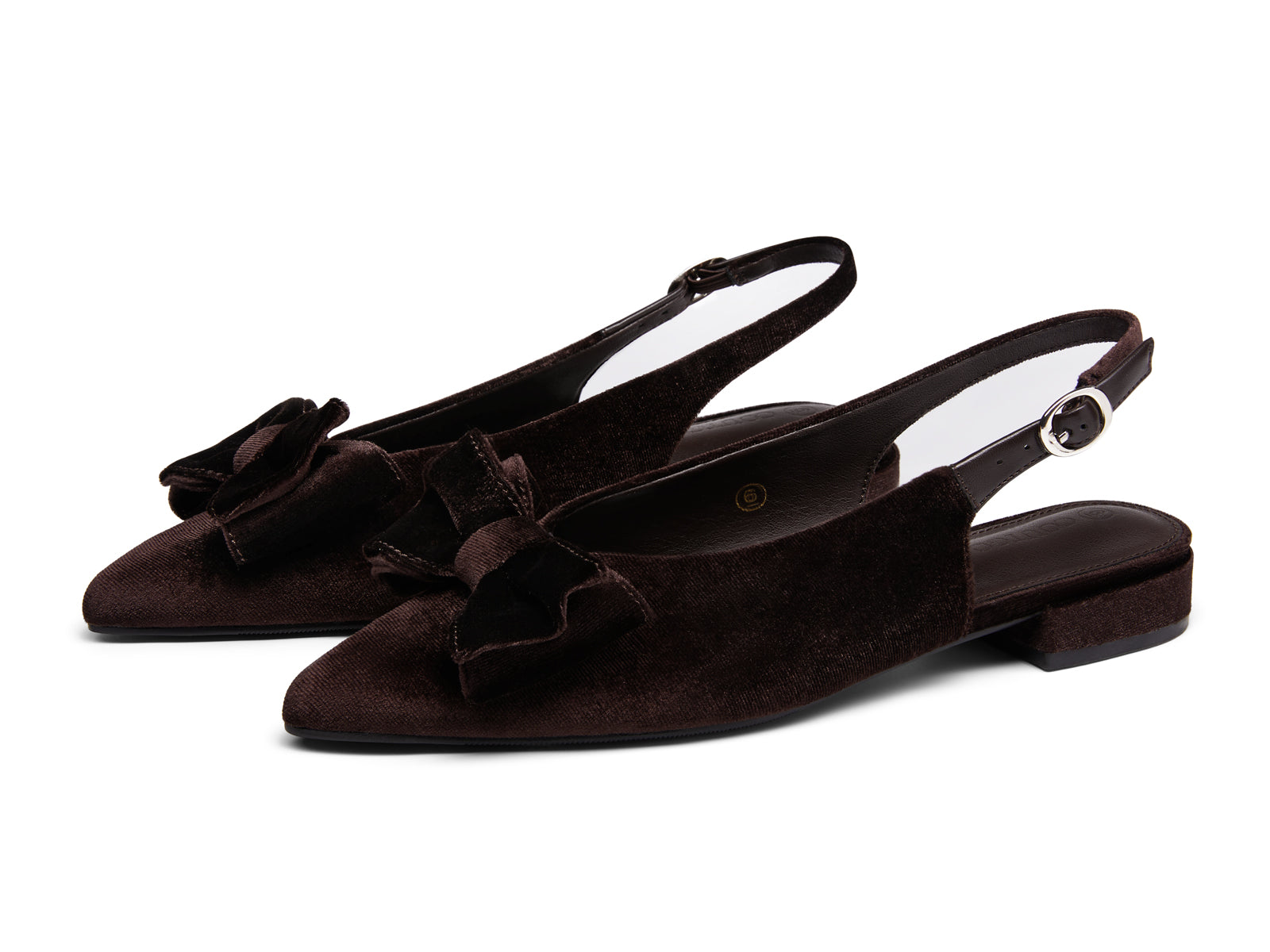 Coutgo Womens Coffee Pointed Toe Slingback Flats