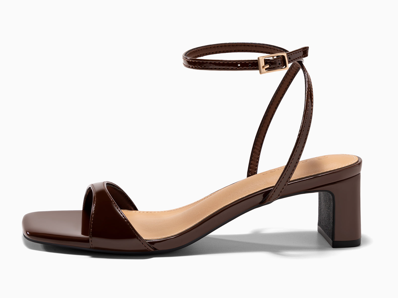 Coutgo Womens Dark Brown Chunky Low Heel Sandals