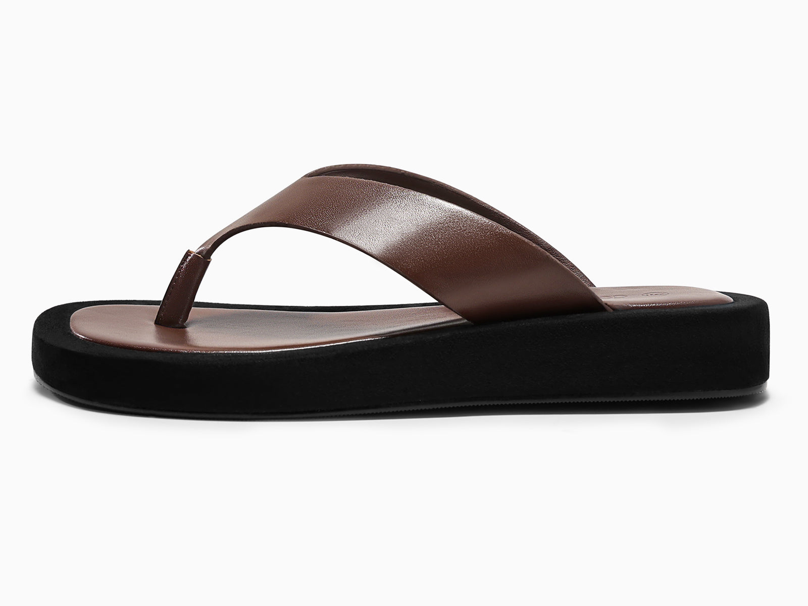 Coutgo Womens Dark Brown Platform Flip Flops Sandals