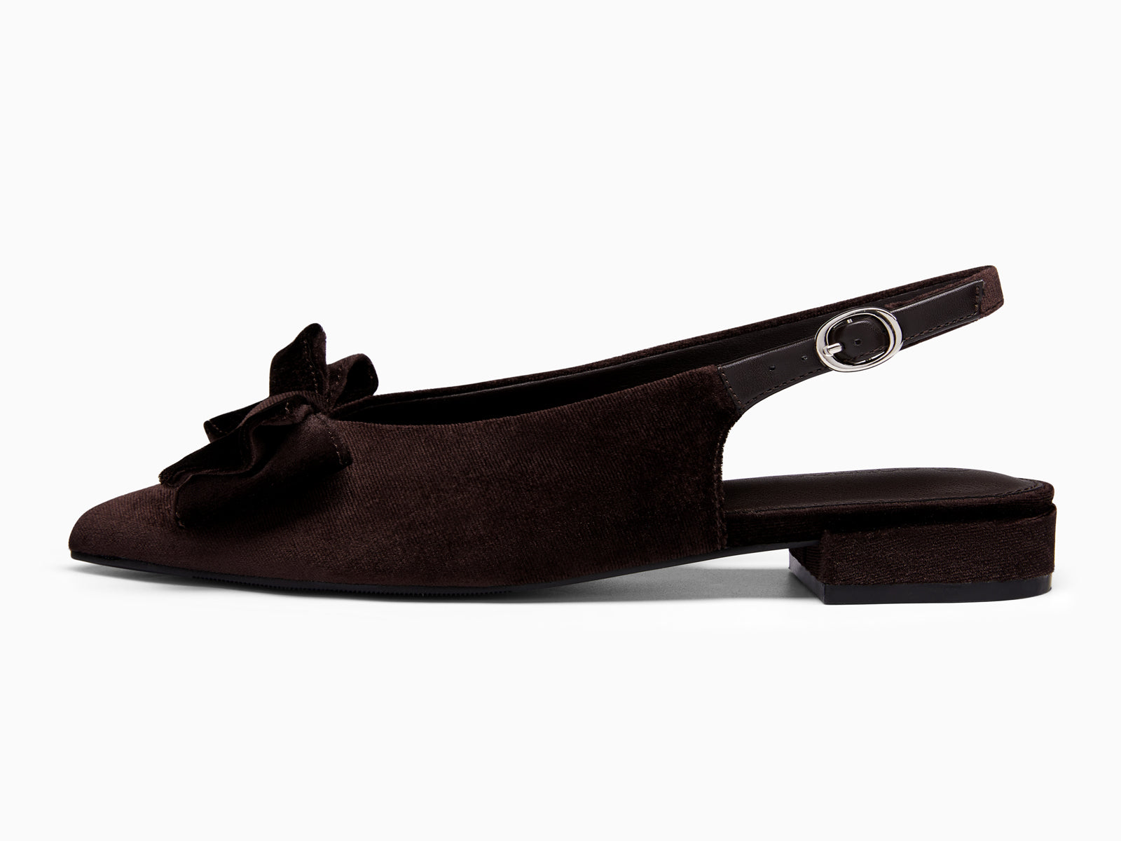 Coutgo Womens Coffee Pointed Toe Slingback Flats