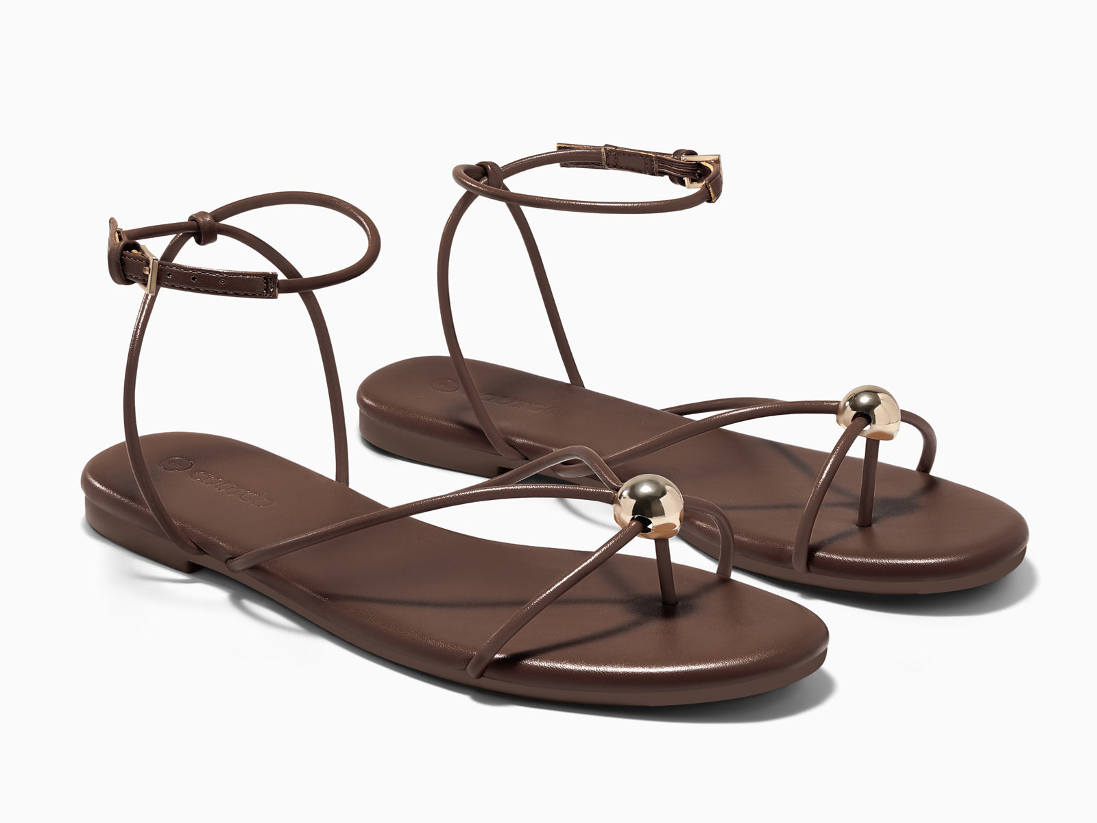Coutgo Womens Coffee Strappy Flat Sandals