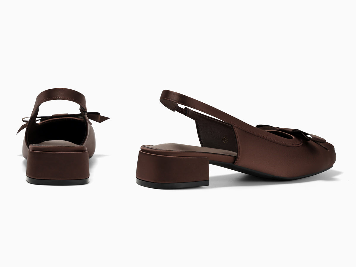 Coutgo Womens Coffee Bow Slingback Dress Heels