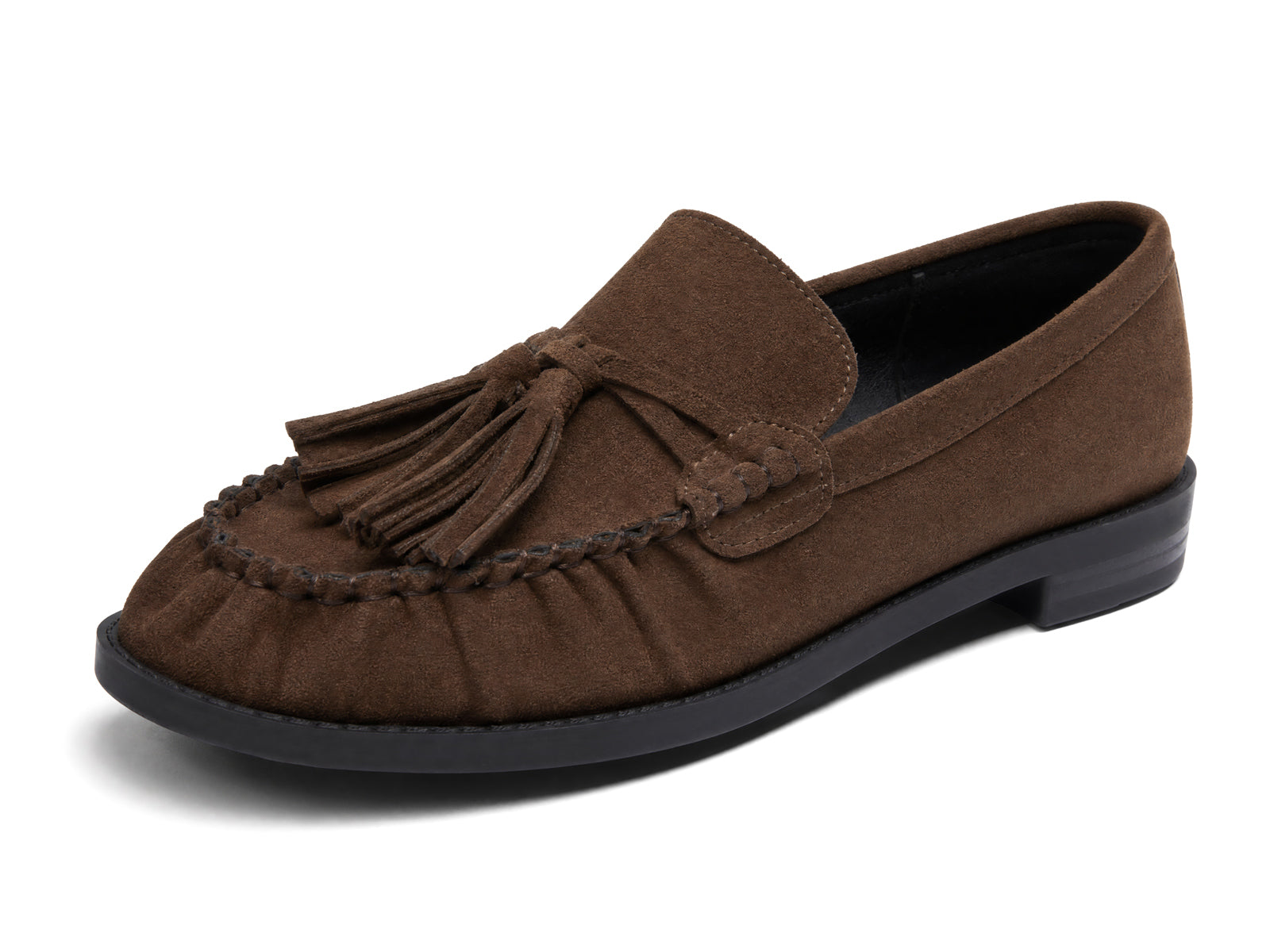 Coutgo Womens Suede Coffee Loafers Comfortable Slip On Shoes