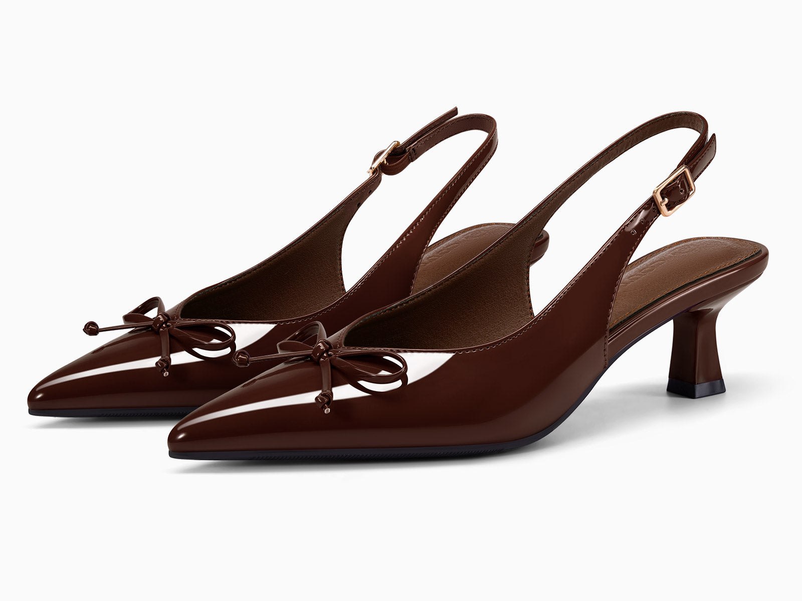 Coutgo Women Coffee Bow Slingback Pumps