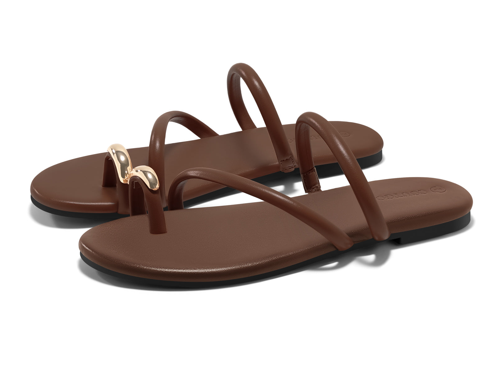 Coutgo Womens Coffee Strappy Flat Sandals