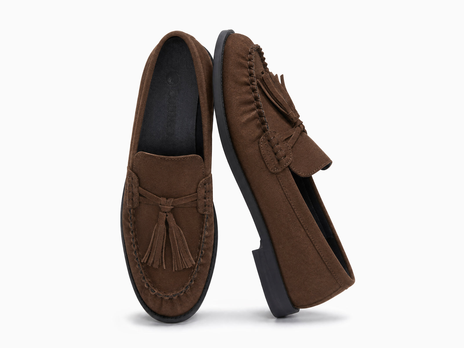 Coutgo Womens Suede Coffee Loafers Comfortable Slip On Shoes