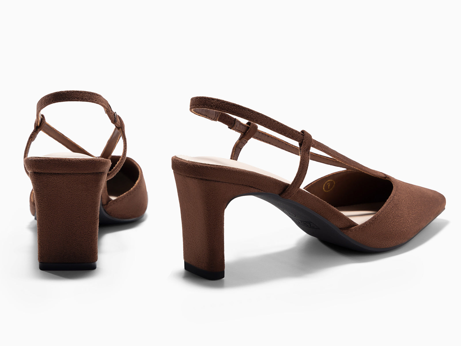 Coutgo Womens Dark Brown Suede Low Chunky Heels