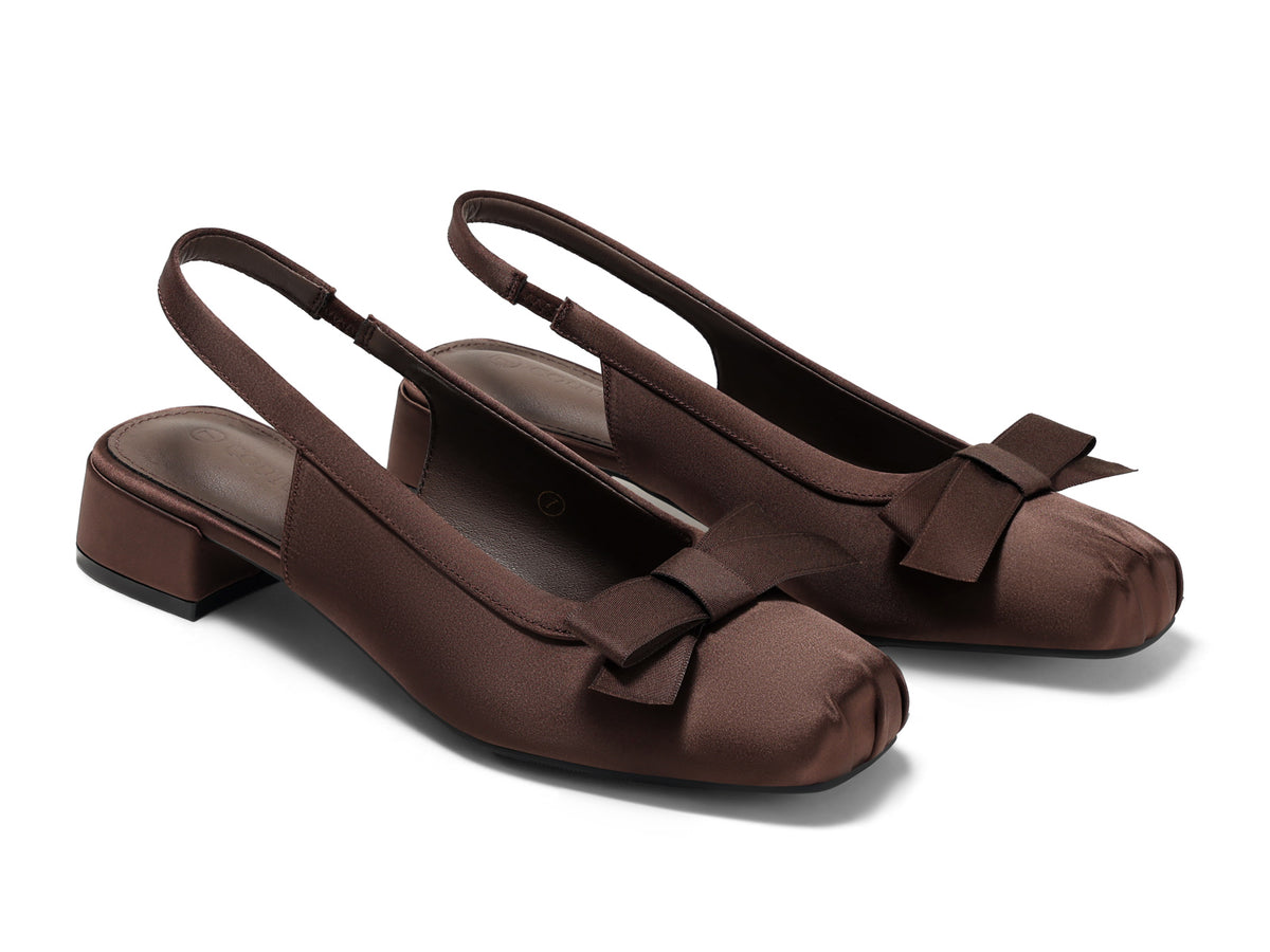 Coutgo Womens Coffee Bow Slingback Dress Heels