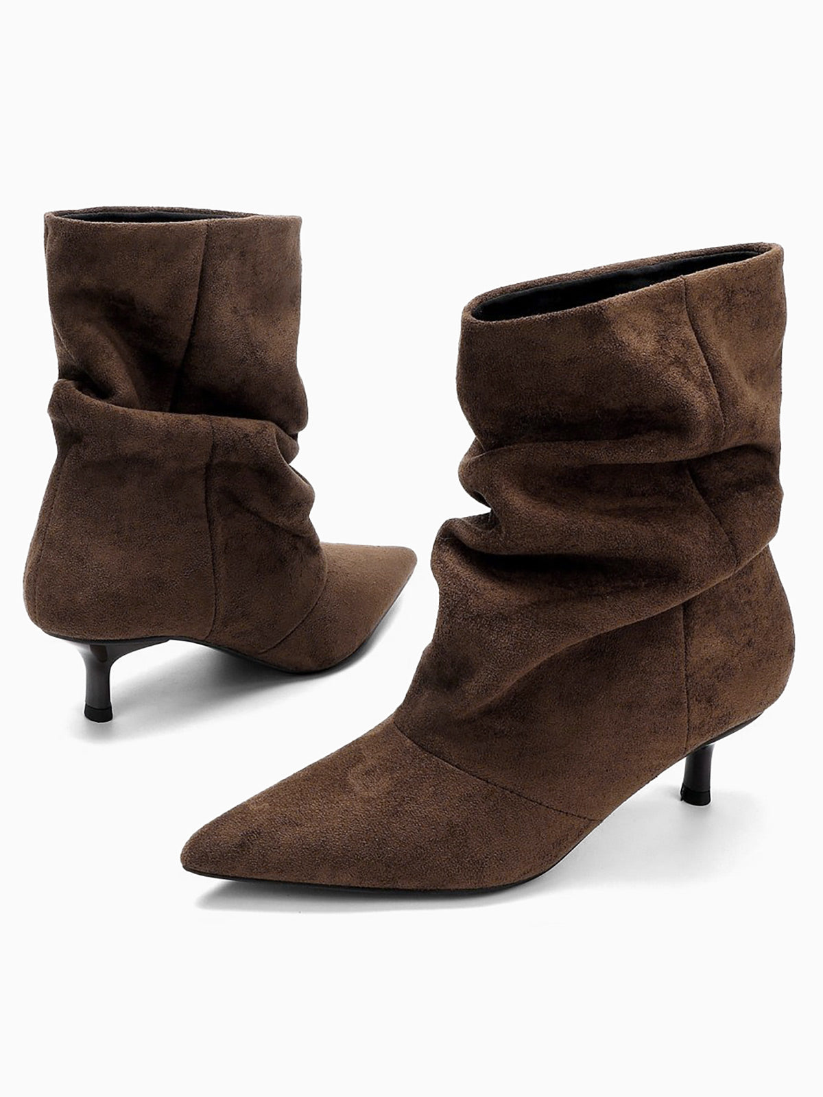 Coutgo Womens Coffee Pointed Ankle Boots