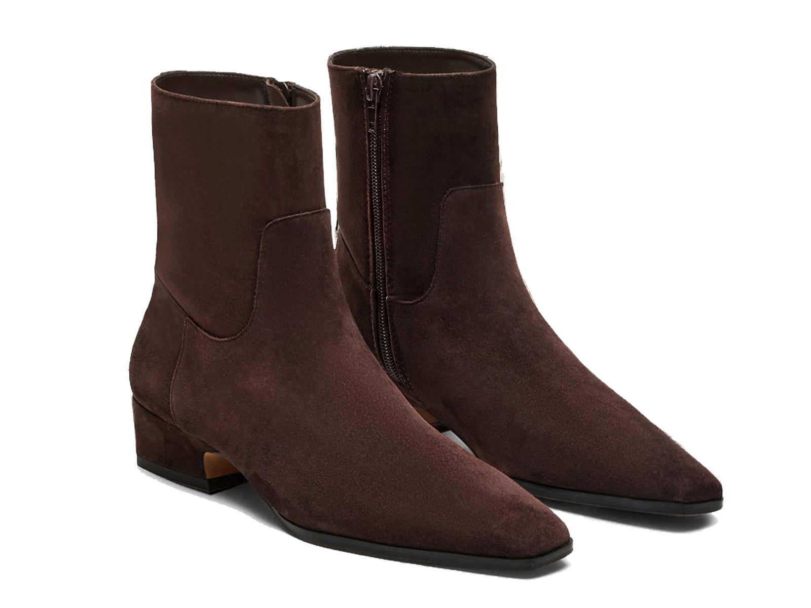 Coutgo Womens Chocolate Low Heel Ankle Boots