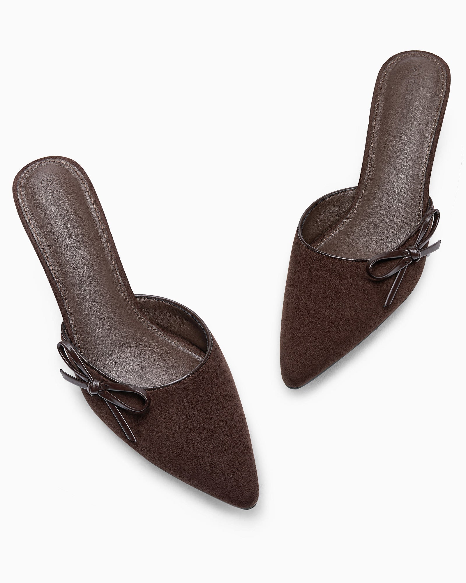 Coutgo Womens Chocolate Bow Tie Mules Heels