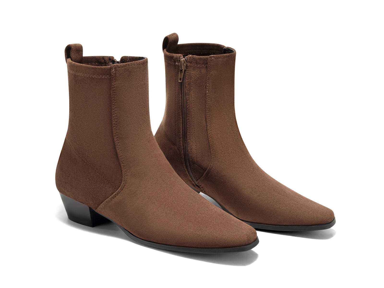 Coutgo Womens Chocolate Brown Square Toe Ankle Boots