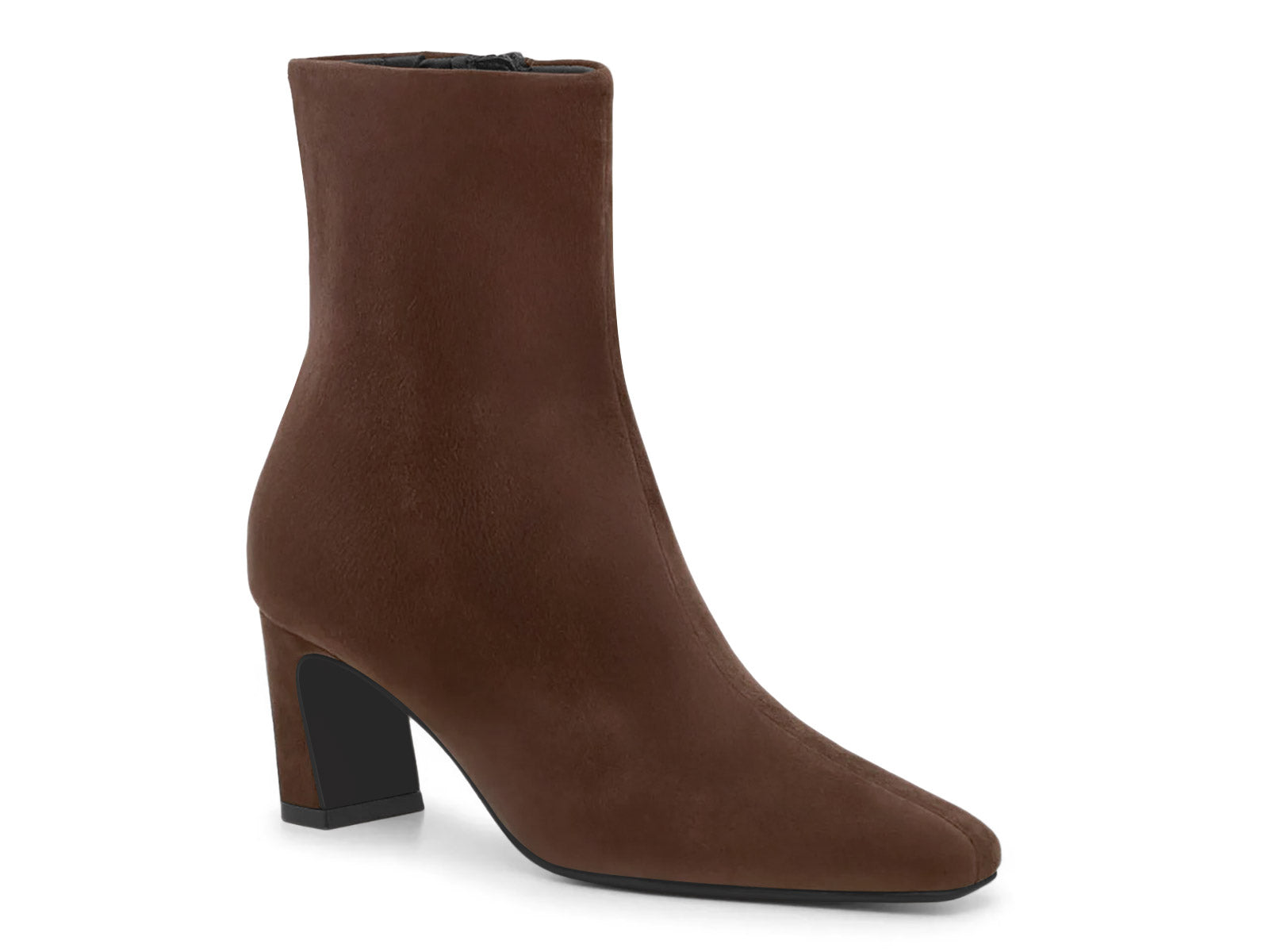 Coutgo Suede Chocolate Brown Square Toe Ankle Boots