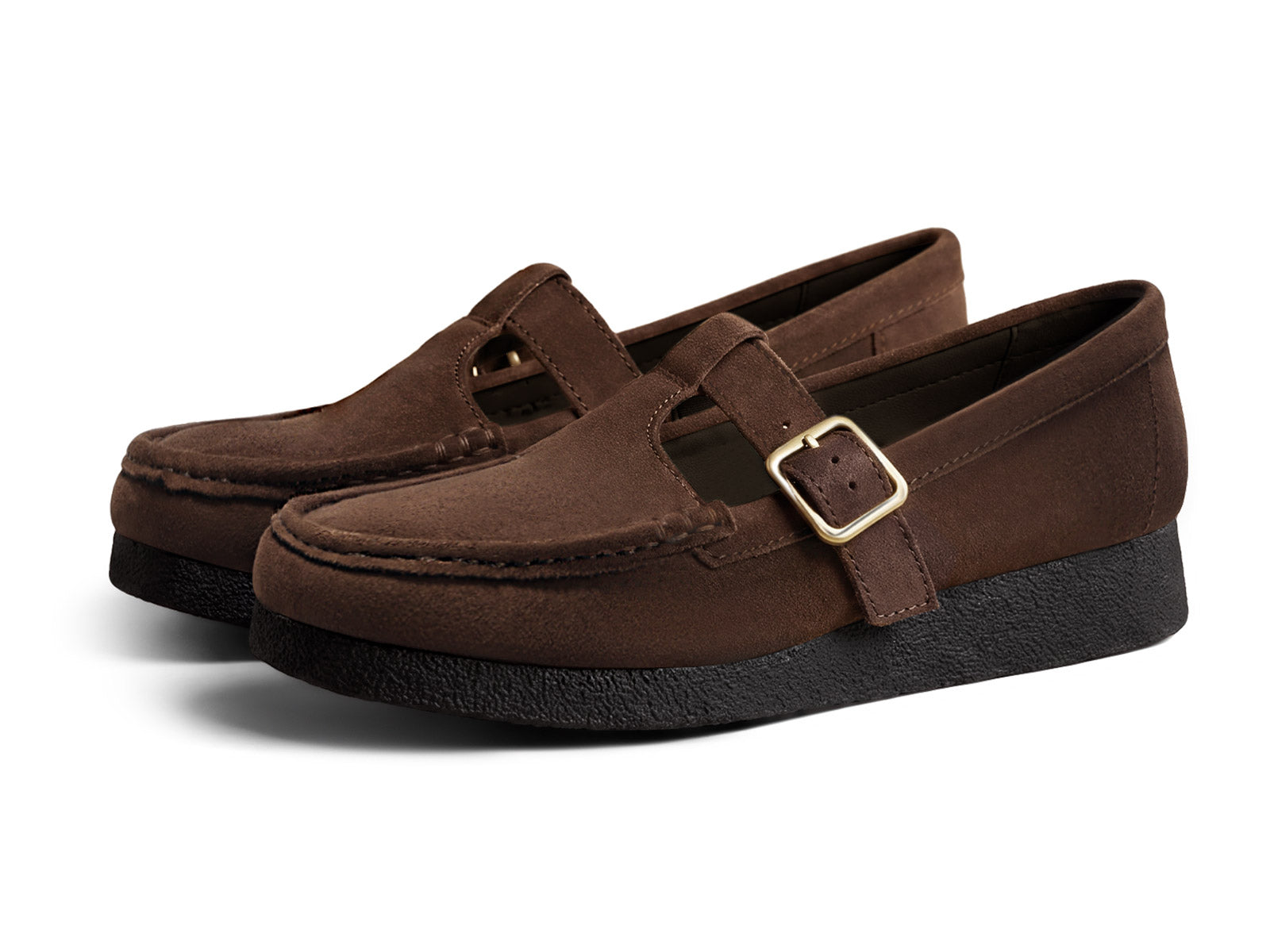 Coutgo Women Suede Chocolate Brown Square Toe Platform Loafers