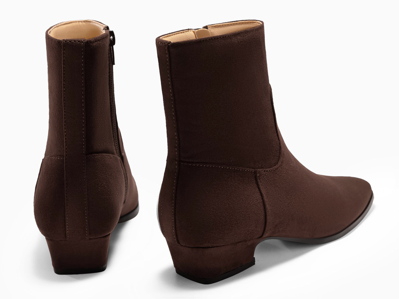 Coutgo Womens Chocolate Low Heel Ankle Boots