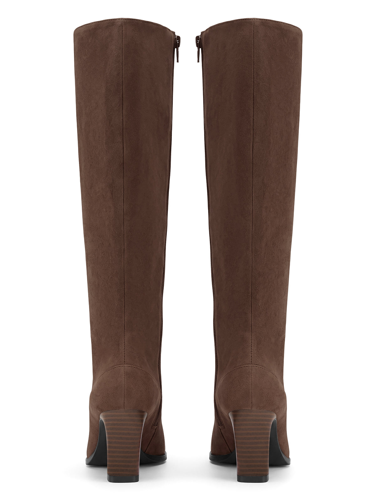 Coutgo Women Chocolate Suede Knee High Dress Boots