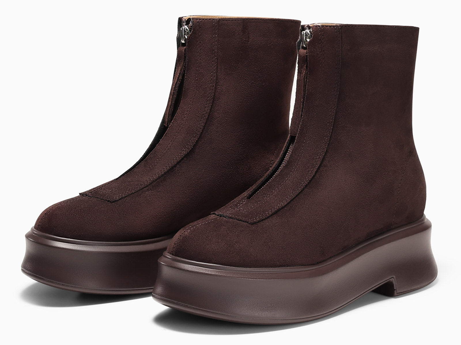 Coutgo Womens Chocolate Platform Ankle Boots