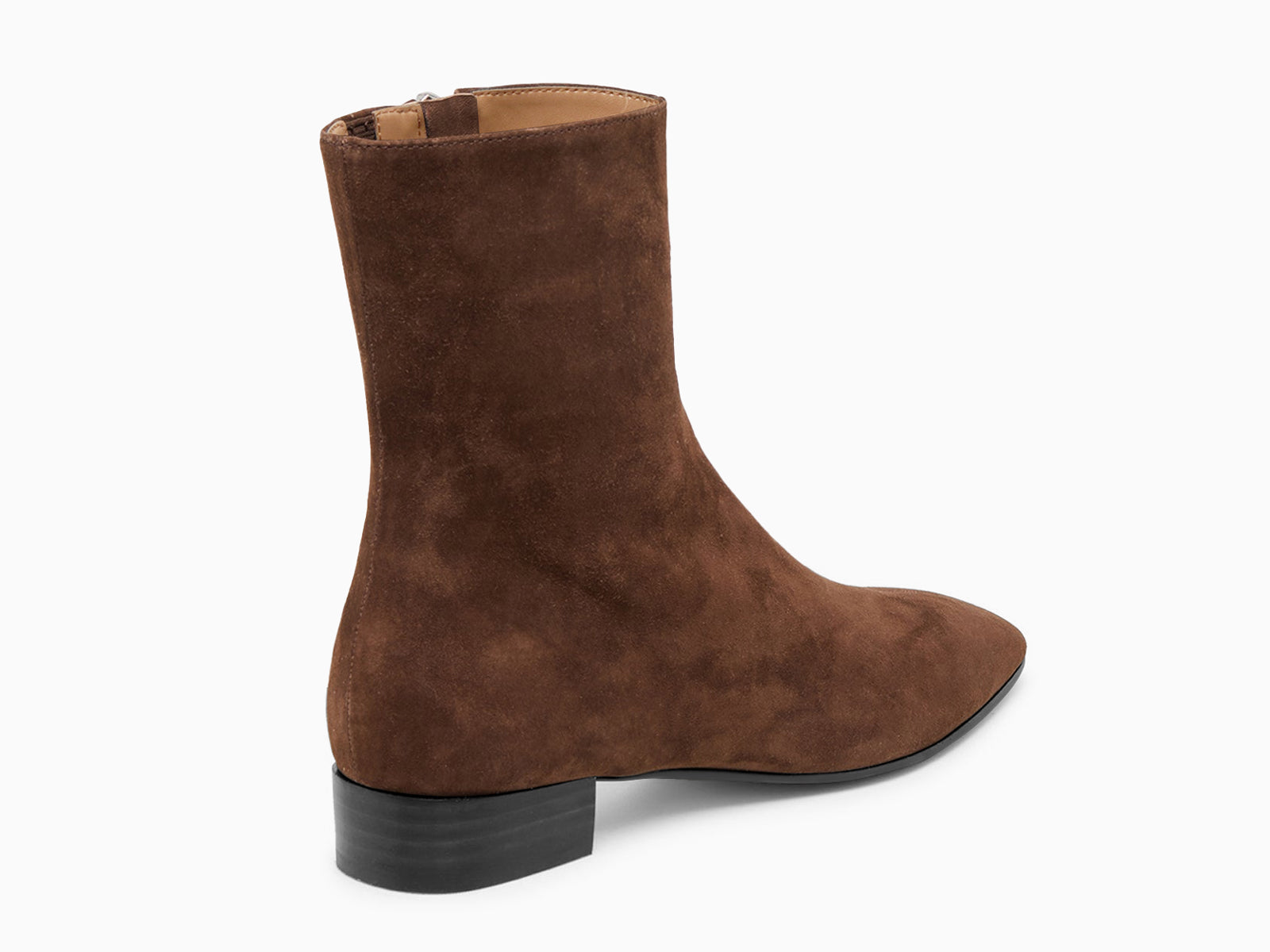 Coutgo Suede Chocolate Brown Chunky Heel Ankle Boots