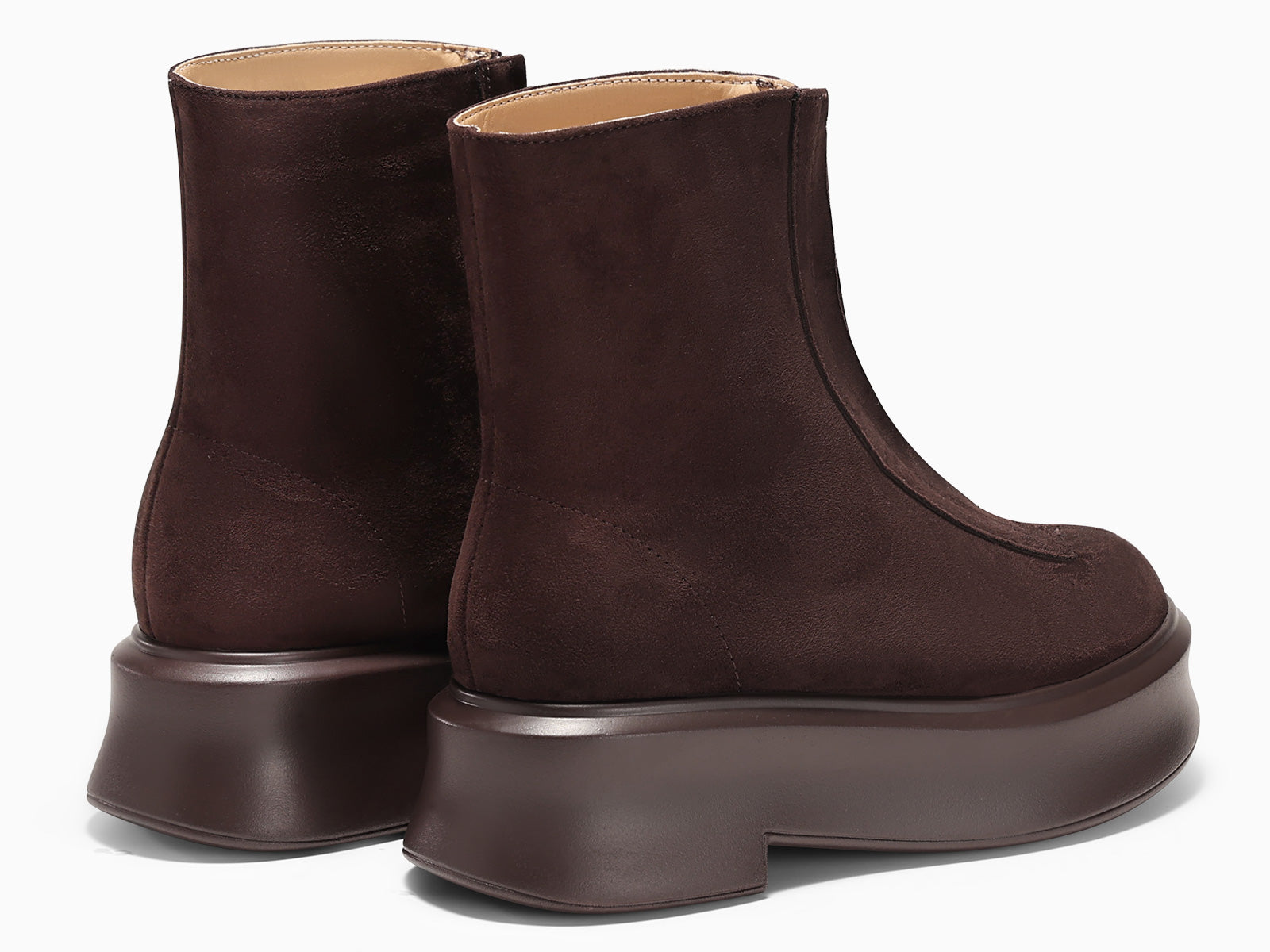 Coutgo Womens Chocolate Platform Ankle Boots