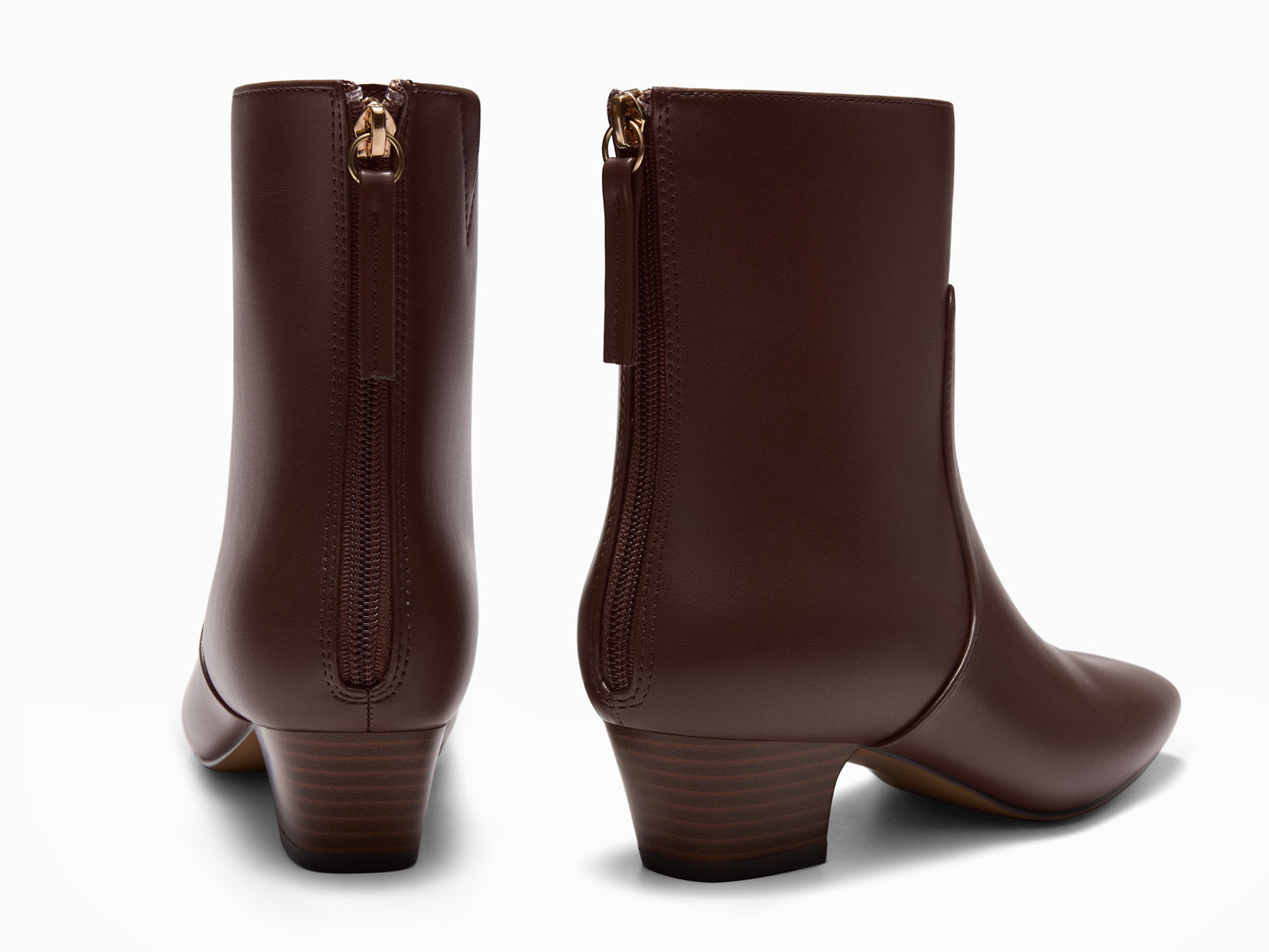 Coutgo Chocolate Pu Women Back Zipper Booties