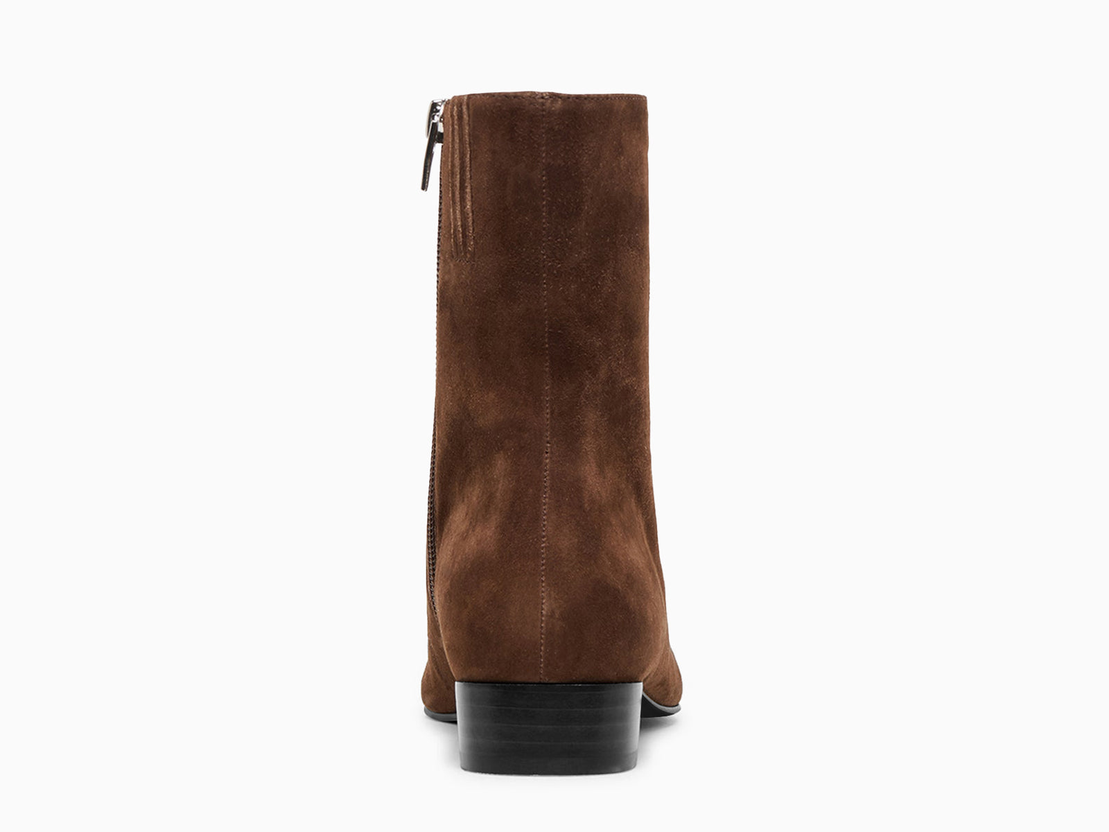 Coutgo Suede Chocolate Brown Chunky Heel Ankle Boots