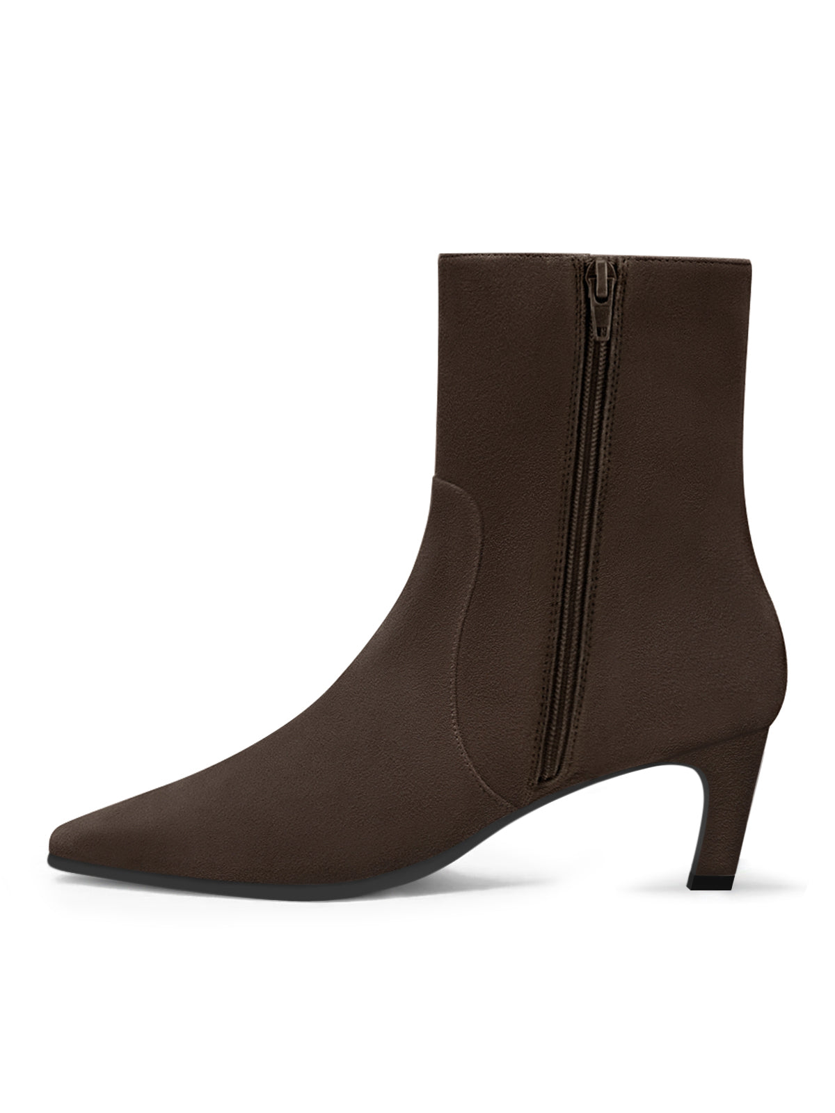 Coutgo Womens Suede Chocolate Brown Square Heel Ankle Booties