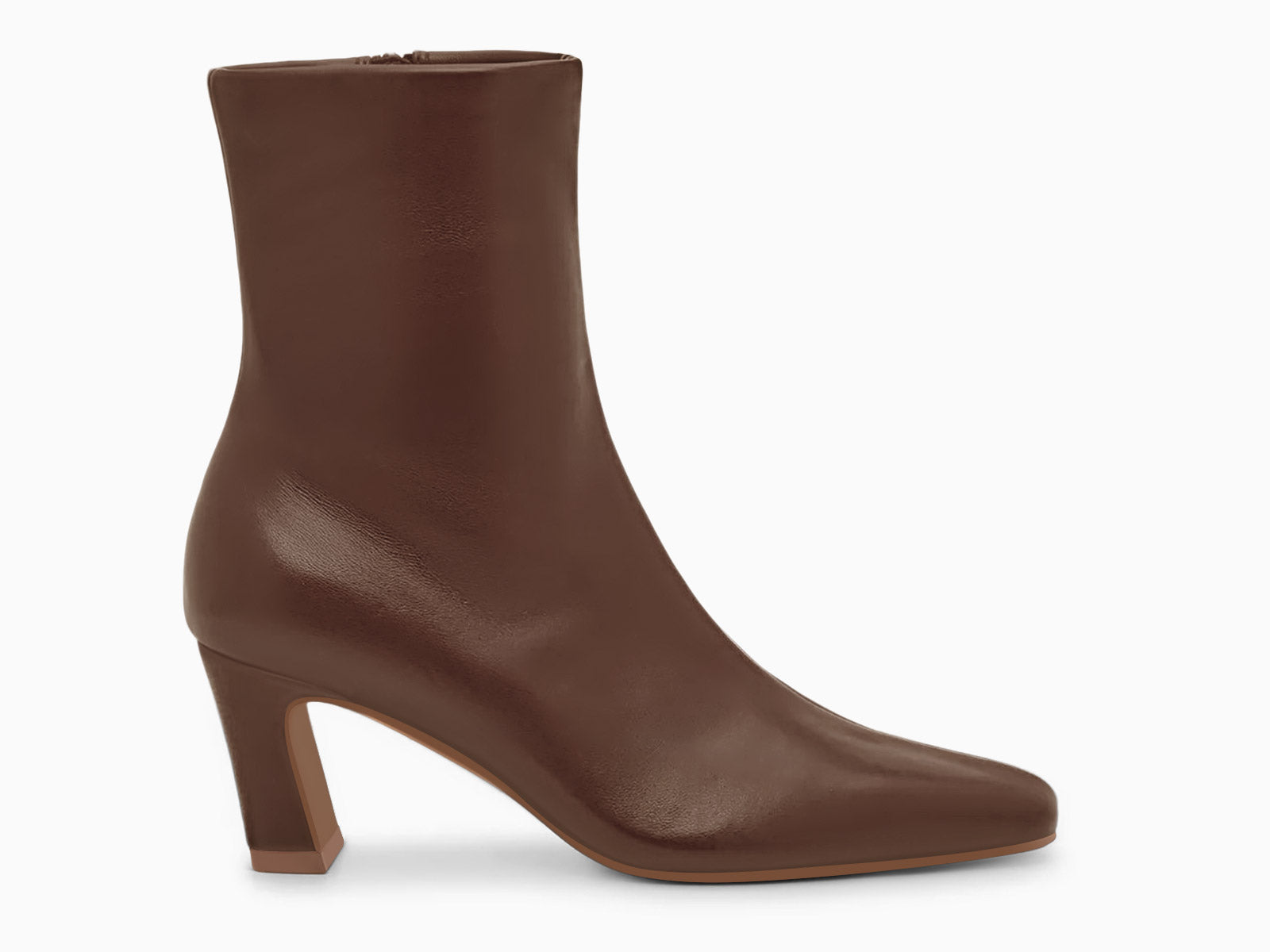 Coutgo PU Dark Brown Square Toe Ankle Boots