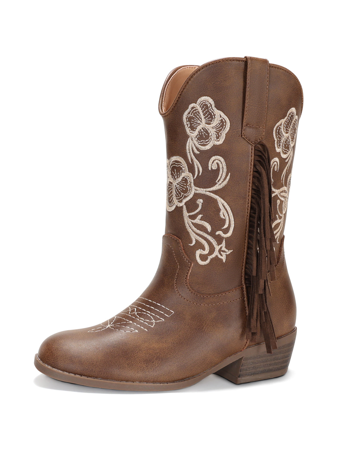 Coutgo Girls Dark Brown Western Cowboy Boots