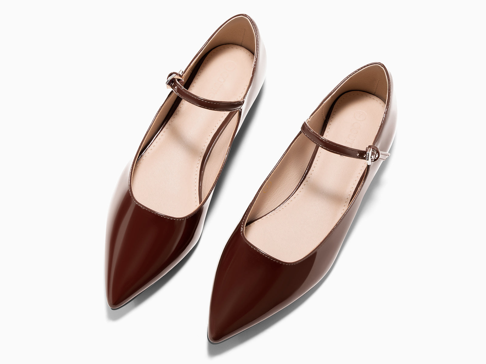 Coutgo Womens Dark Brown Mary Jane Flats