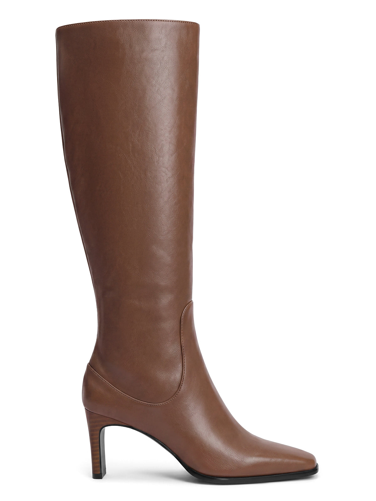 Coutgo Women Dark Brown Pu Knee High Dress Boots