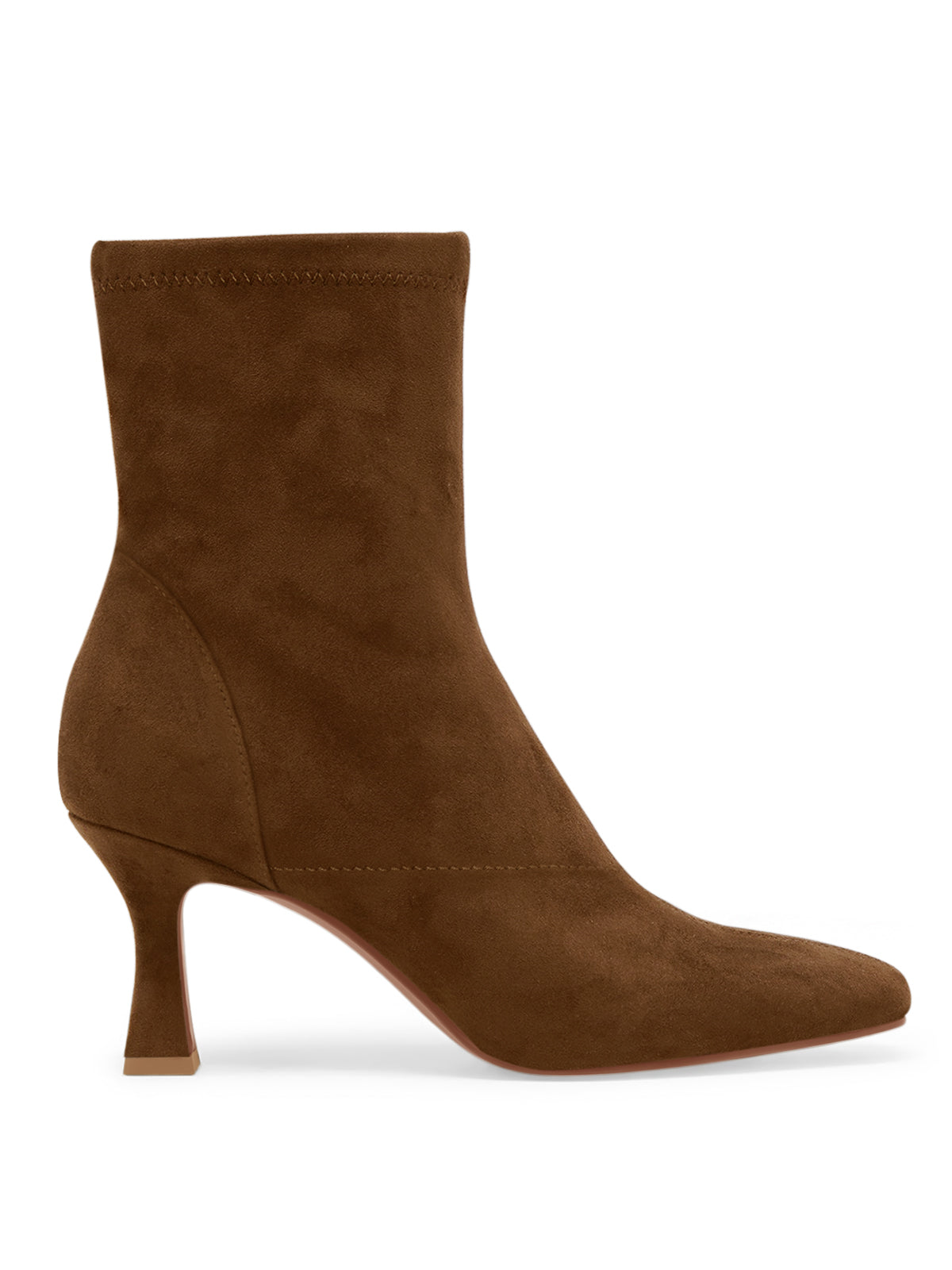 Coutgo Womens Suede Dark Brown Kitten Heel Booties
