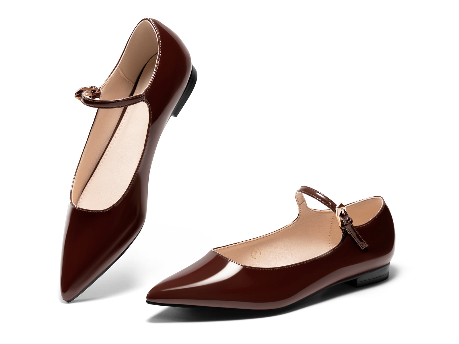 Coutgo Womens Dark Brown Mary Jane Flats