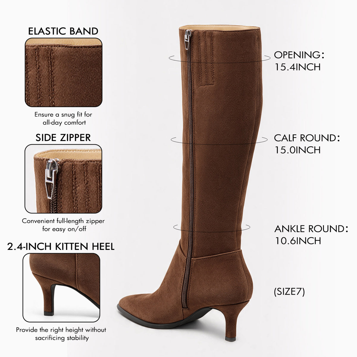 Coutgo Women Dark Brown Pointed Knee Boots