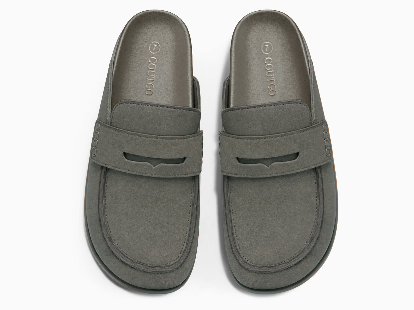 Coutgo Women Dark Grey Suede Platform Mules